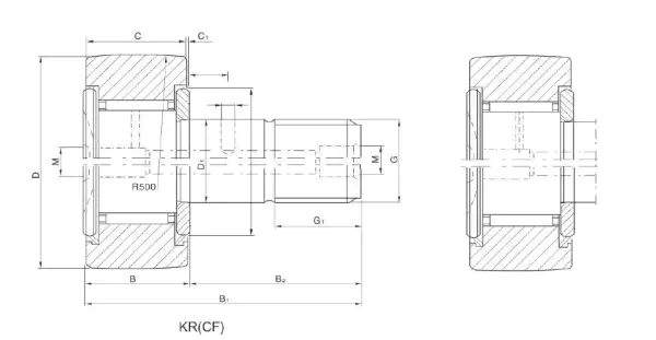 KR KRV cam follower dimension drawing
